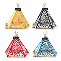Dog Bed Tent: Multi-color Pet Show Tent Portable Outdoor Play Cotton Canvas Teepee 06-0941 cattree-factory.com