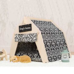 Waterproof Dog Tent: OEM 100% Cotton Canvas Pet Teepee Tent Colorful Wave Collapsible 06-0963 cattree-factory.com