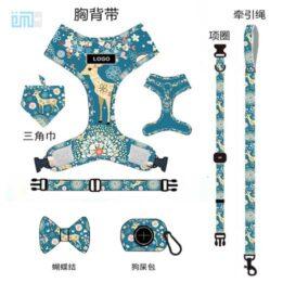 Pet harness factory new dog leash vest-style printed dog harness set small and medium-sized dog leash 109-0003 cattree-factory.com