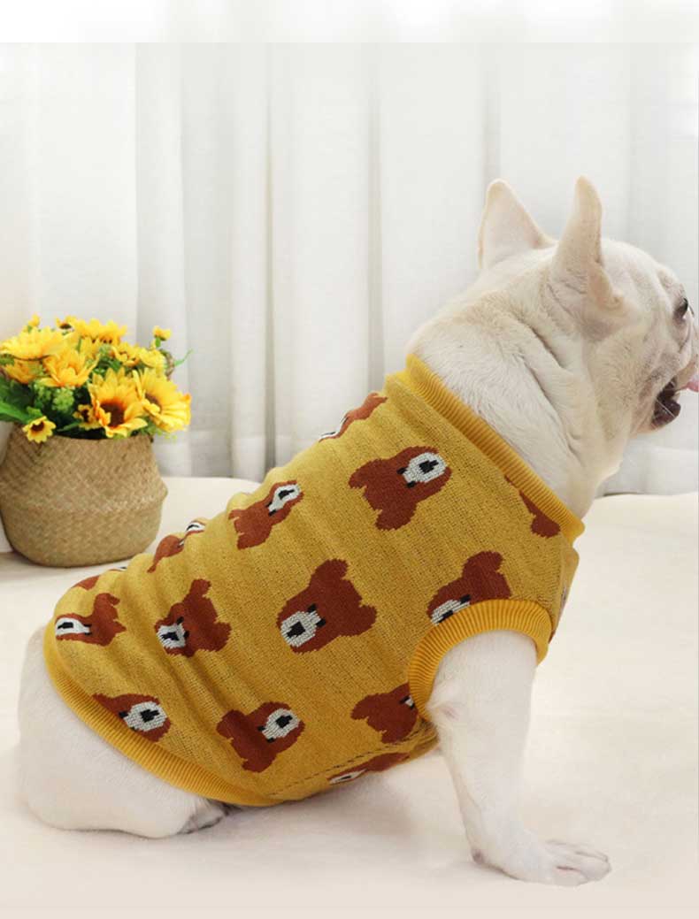 GMTPET Autumn and winter thickened dog clothes bear jacquard fat dog short body bulldog clothes thickened method bucket plus velvet vest 107-222022 cattree-factory.com