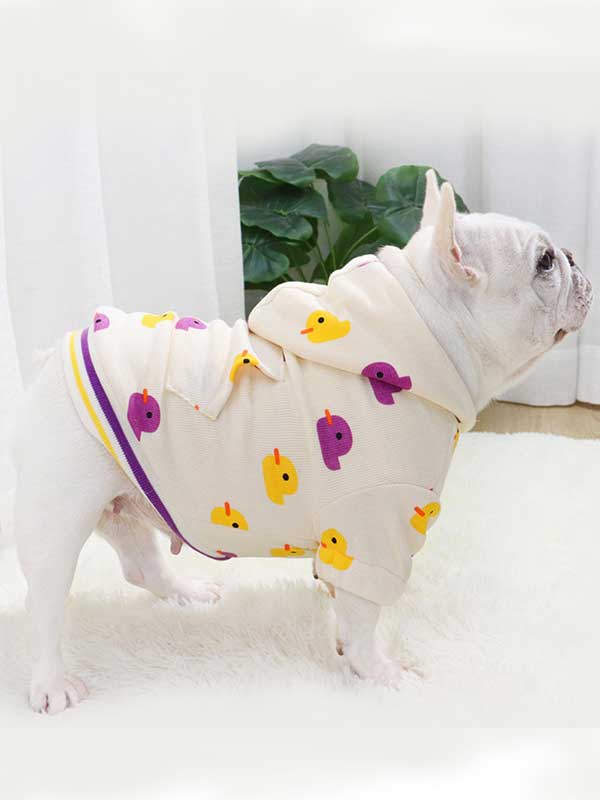 GMTPET French bucket plus velvet thick sweater winter warm hooded little yellow duck pug dog bulldog dog clothes sweater 107-222027