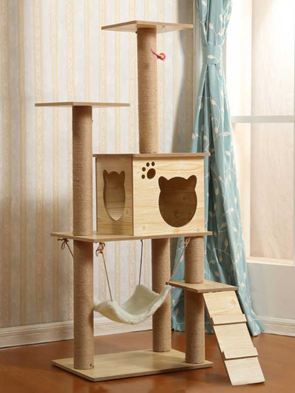 Novo produto por atacado de madeira maciça para gatos, árvore de estimação, estrutura de escalada para gatos 06-1154 cattree-factory.com