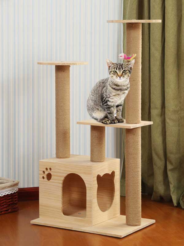 Torre de escalada para gatos, coluna de corda de cânhamo de pinho, escada, casa de gato 06-1163 cattree-factory.com