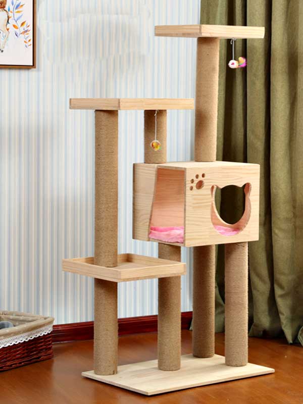 Venda por atacado de madeira maciça para gato, árvore, estrutura de escalada, placa de madeira 06-1167 cattree-factory.com