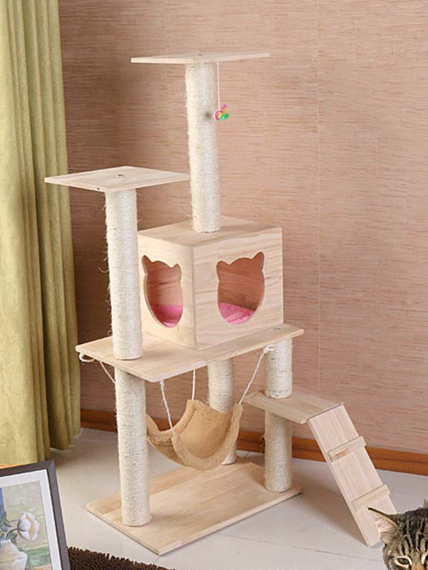 Árvore de madeira para gatos OEM – sala para gatos com estrutura de escalada para gatos 06-1160 cattree-factory.com