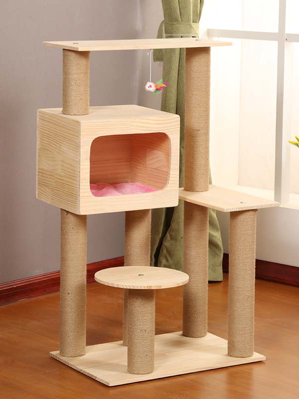 Melhor gato árvore pinho corda de cânhamo coluna escada gato casa quente brinquedo para gato 06-1165 cattree-factory.com