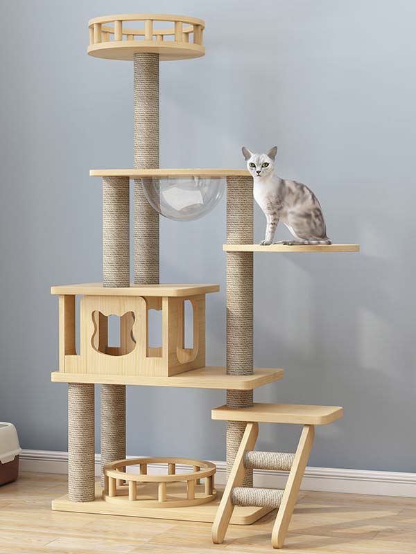 atacado-pinho-madeira maciça-placa multicamadas-cat-tree-cat-tower-cat-escalada-frame-105-218 cattree-factory.com