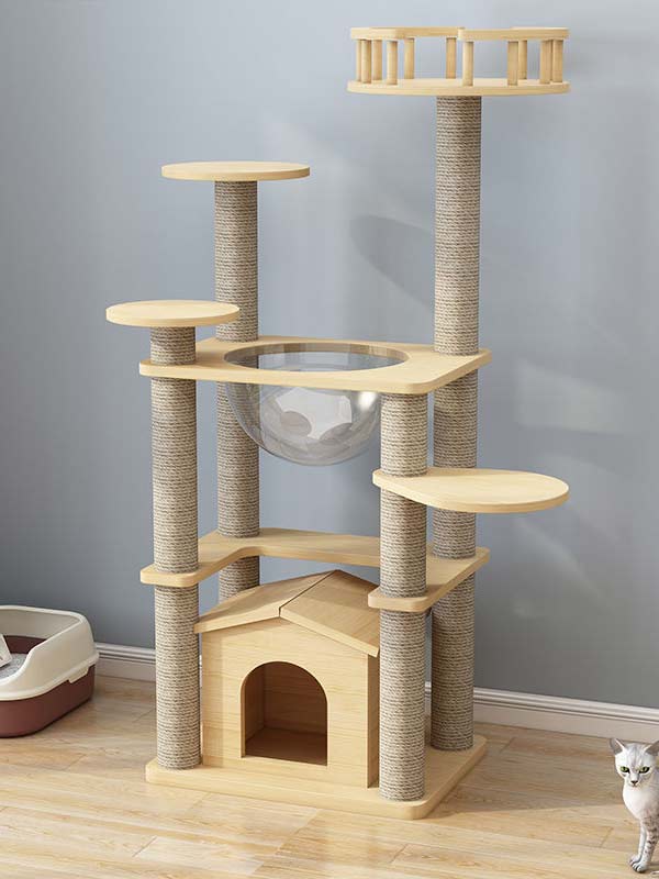 atacado-pinheiro-madeira maciça-placa multicamadas-gato-árvore-torre-gato-quadro de escalada para gatos-105-220 cattree-factory.com