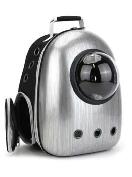Brushed silver upgraded side opening pet cat backpack 103-45008 www.cattree-factory.com