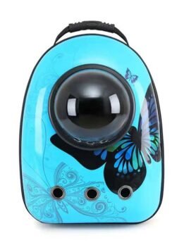 Blue butterfly upgraded side opening pet cat backpack 103-45017 cattree-factory.com