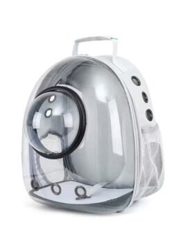 Transparent gray pet cat backpack with hood 103-45030 cattree-factory.com