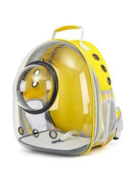 Transparent yellow pet cat backpack with hood 103-45031 cattree-factory.com