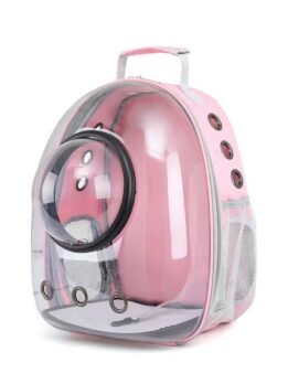 Transparent pink pet cat backpack with hood 103-45032 cattree-factory.com