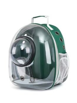 Transparent green pet cat backpack with hood 103-45035 cattree-factory.com