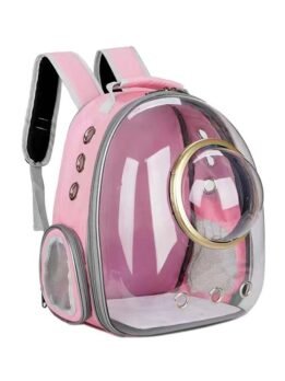 Transparent Gold Ring Pink Pet Cat Backpack 103-45046 cattree-factory.com