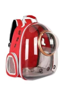 Transparent gold circle red pet cat backpack 103-45048 cattree-factory.com