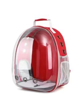 Transparent red pet cat backpack with side opening 103-45052 cattree-factory.com