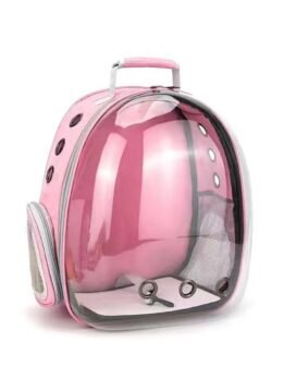 Transparent pink pet cat backpack with side opening 103-45053 cattree-factory.com