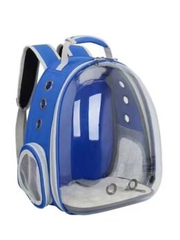 Transparent blue pet cat backpack with side opening 103-45055 cattree-factory.com