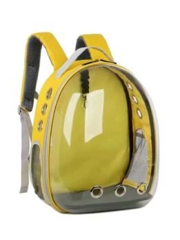 Transparent yellow pet cat backpack with side opening 103-45056 cattree-factory.com