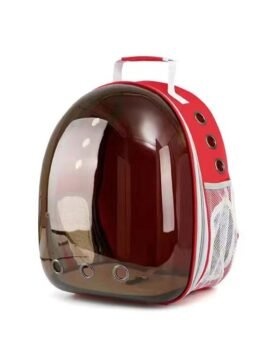 Side opening brown transparent red pet cat backpack 103-45059 cattree-factory.com